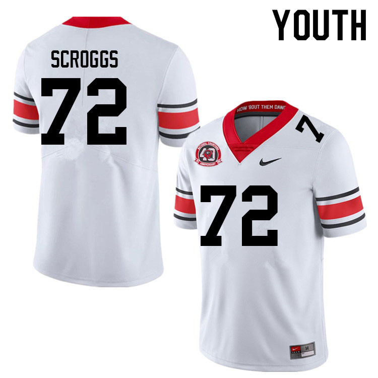 Youth #72 Griffin Scroggs Georgia Bulldogs College Football Jerseys Sale-40th Anniversary